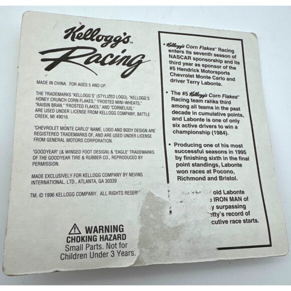 Vintage 1996 Kellogg's Honey Crunch #5 Race Car Diecast – Terry Labonte NASCAR - Picture 2 of 3